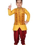 Multicolor embroidered cotton silk boys-kurta-pyjama
