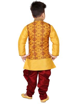 Multicolor embroidered cotton silk boys-kurta-pyjama 2