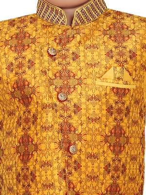Multicolor embroidered cotton silk boys-kurta-pyjama 4