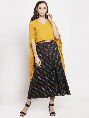 Yellow plain viscose rayon kurtas-and-kurtis 4