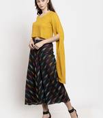 Yellow plain viscose rayon kurtas-and-kurtis