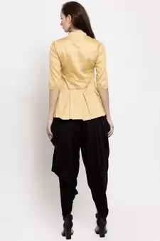 Yellow woven cotton kurtas-and-kurtis