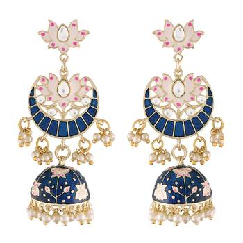 Traditional Handcrafted Meena Work Jhumki Earrings for Women/Girls  1