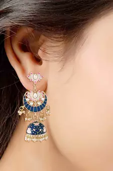 Traditional Handcrafted Meena Work Jhumki Earrings for Women/Girls 