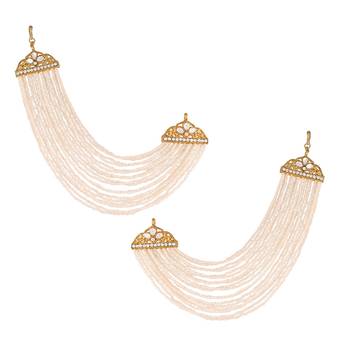 Multi Strand Earring with Ear Chain Embellished With Pearl  3