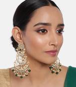 3 Layered Beaded Chandbali Earrings with Kundan and Pearl Work for Women 