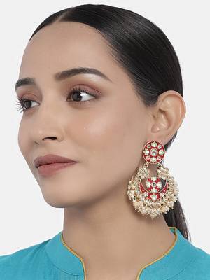 Traditional Pearl Kundan Meenakari Handmade Chandbali Earrings for Women (E2914R) 1