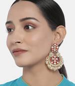 Traditional Pearl Kundan Meenakari Handmade Chandbali Earrings for Women (E2914R)