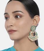 Traditional Pearl Kundan Meenakari Handmade Chandbali Earrings for Women 