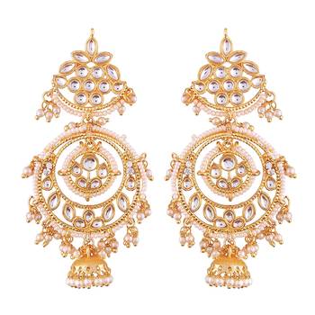 Traditional Handcrafted Earrings Encased with Faux Kundan & Pearl for Women/Girls (E2787W) 1