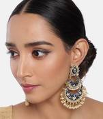Designer Meenakari Earrings Glided With Kundans & Pearls 