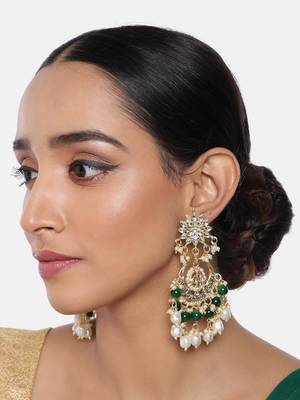 Traditional Handcrafted Pearl Kundan Beaded Chandbali Earrings for Women/Girls  1