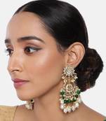 Traditional Handcrafted Pearl Kundan Beaded Chandbali Earrings for Women/Girls 