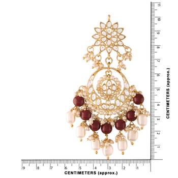 Traditional Handcrafted Pearl Kundan Beaded Chandbali Earrings for Women/Girls  3
