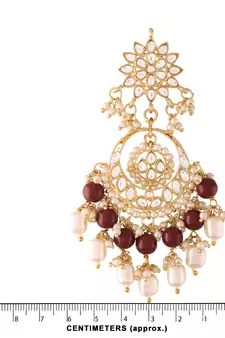 Traditional Handcrafted Pearl Kundan Beaded Chandbali Earrings for Women/Girls 