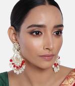 Traditional Handcrafted Pearl Kundan Beaded Chandbali Earrings for Women/Girls 