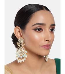 Traditional Handcrafted Pearl Kundan Beaded Chandbali Earrings for Women/Girls 