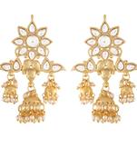 Handcrafted Jhumka Earrings Encased with Faux Kundan & Pearl for Women/Girls