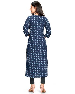 Blue embroidered cotton ethnic-kurtis 2