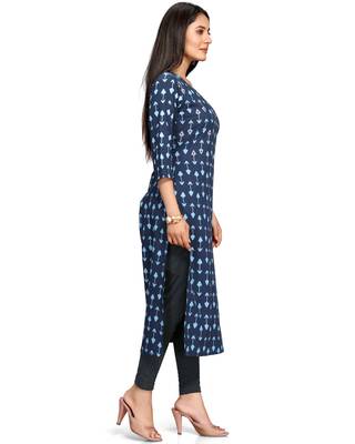 Blue embroidered cotton ethnic-kurtis 3