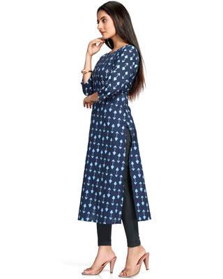 Blue embroidered cotton ethnic-kurtis 4
