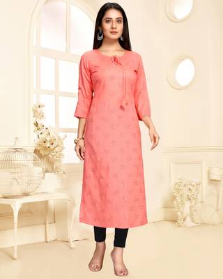 Pink embroidered rayon ethnic-kurtis 1