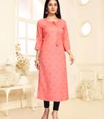Pink embroidered rayon ethnic-kurtis