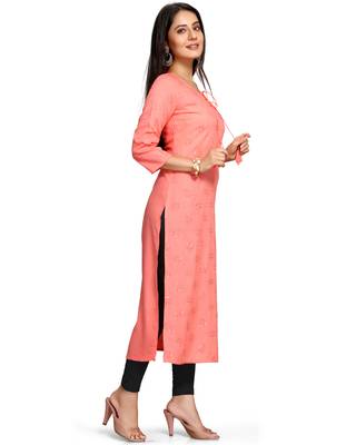 Pink embroidered rayon ethnic-kurtis 4