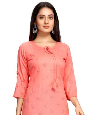 Pink embroidered rayon ethnic-kurtis 5
