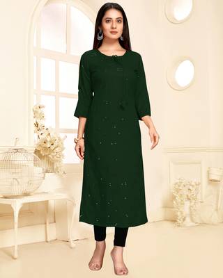 Green embroidered rayon ethnic-kurtis 1