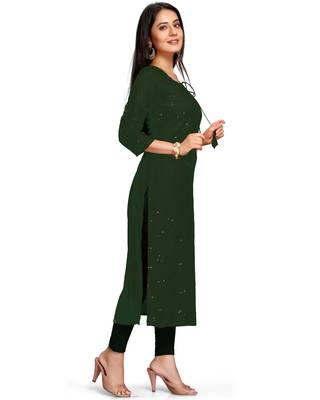 Green embroidered rayon ethnic-kurtis 4