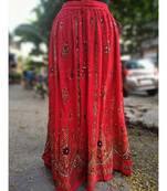 Red colour Foil Mirror Work Skirt