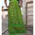 Parrot Green Colored Hand Embroidered Foil Mirror Rayon Wrinkled Crushed Long Skirt