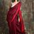 Dark red woven blended cotton saree with blouse