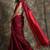 Dark red woven blended cotton saree with blouse