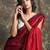 Dark red woven blended cotton saree with blouse