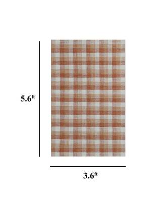Orange Hand Tufted Modern Area Rug 3.6X5.6 feet 3