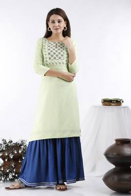 Women Printed Rayon Flex Straight Kurti 1