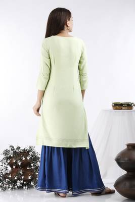 Women Printed Rayon Flex Straight Kurti 5