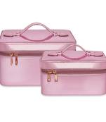 NFI essentials Makeup Bag Set of 2 Cosmetic Box Jewellery Bridal Box Make up Box Set Trousseau Box Vanity (Light Pink)