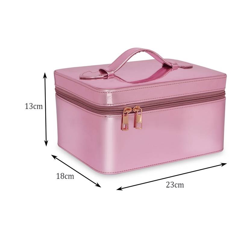 NFI essentials Makeup Bag Set of 2 Cosmetic Box Jewellery Bridal Box Make up Box Set Trousseau Box Vanity (Light Pink)