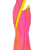 Pink net saree