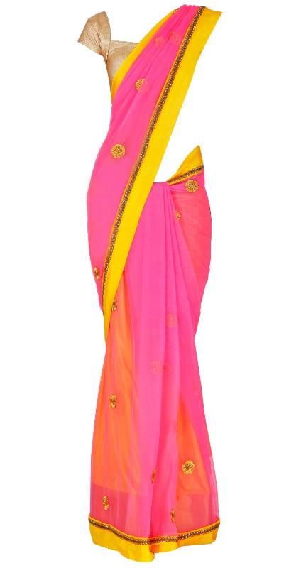 Pink net saree