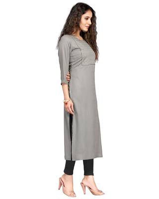 Grey embroidered rayon ethnic-kurtis 3