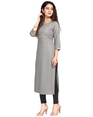 Grey embroidered rayon ethnic-kurtis 4