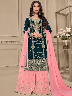 Blue embroidered georgette salwar 1