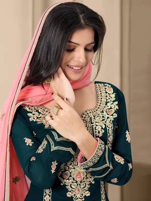 Blue embroidered georgette salwar 3