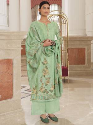 Green embroidered cotton salwar 1
