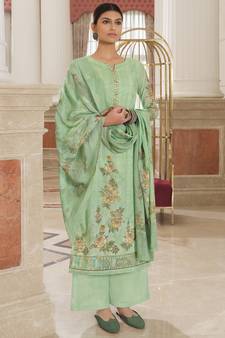 Green embroidered cotton salwar