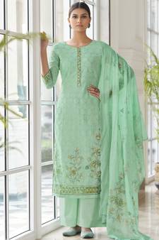 Green embroidered cotton salwar